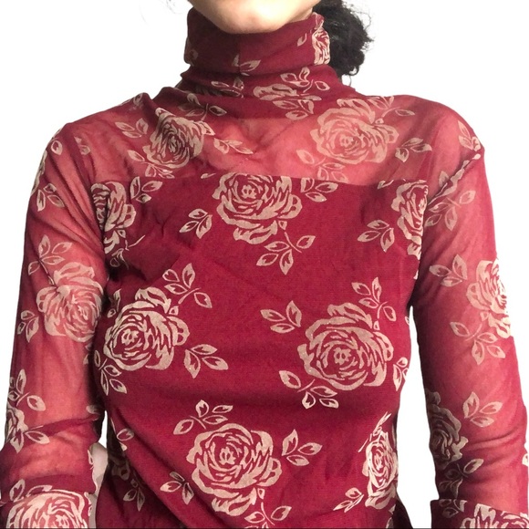 Sparkly Long-sleeve Mesh Rose top - Picture 11 of 12